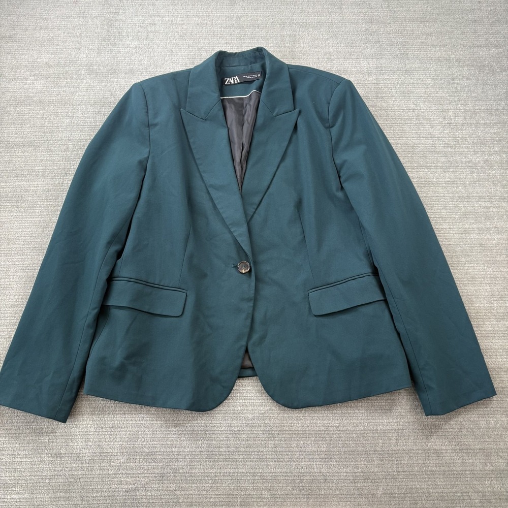Zara Blazer Womens 14 Green Casual Office Work Wear Holiday Professional
